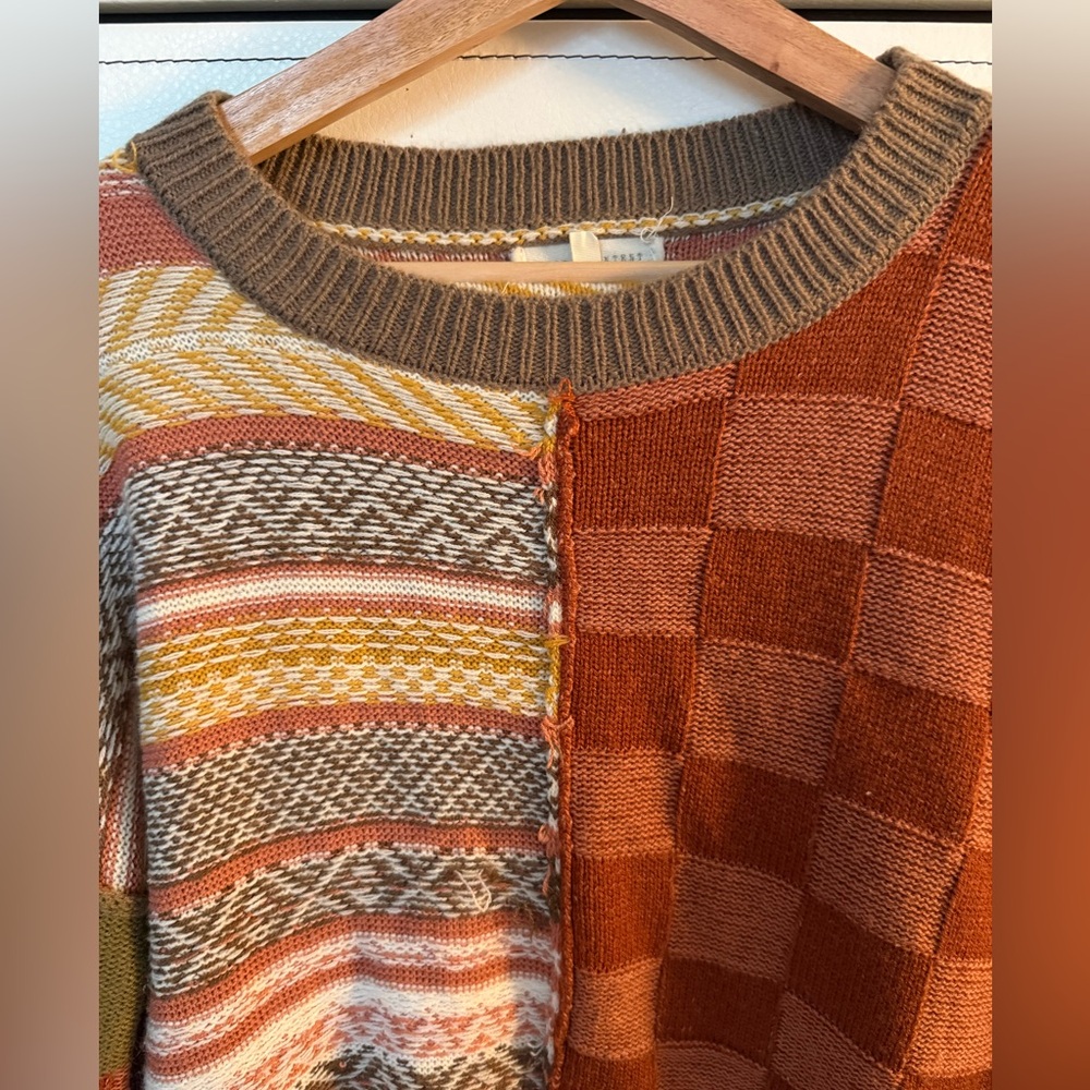 Gilded Intent Oversized Colorful Patchwork Sweater - image 2